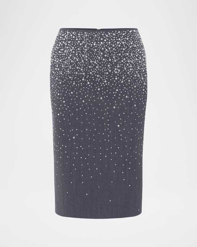 Crystal Suiting Pencil Skirt